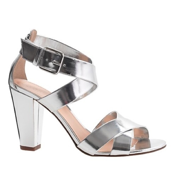J. Crew Shoes - J Crew Mari Metallic Silver Strappy Sandals 7